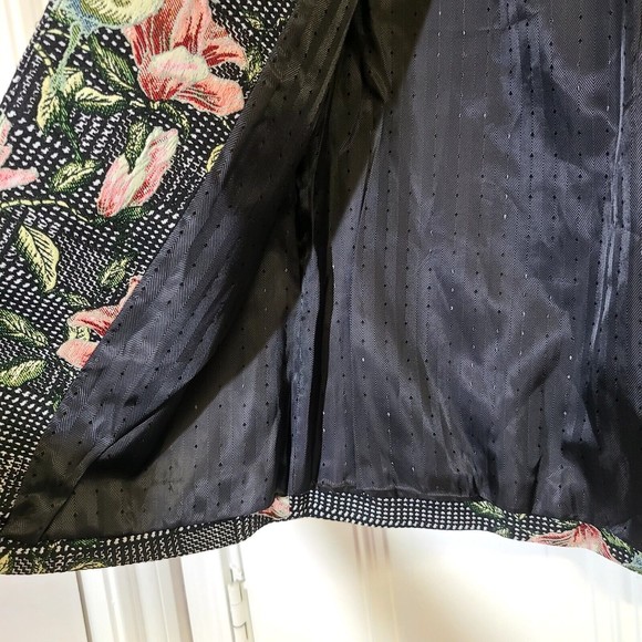 Black Label Chicos Size 00 XS Floral Jacket Lined Bird Multicolor - Picture 6 of 16